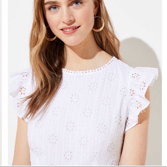 Loft Eyelet Ruffle Flare Dress - Picture 2 of 7